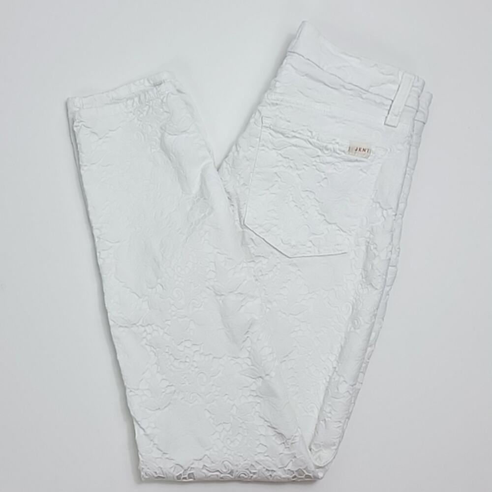 JEN7 by 7 For All Mankind White Lace Ankle‎ Skinny Jeans Size 4 FLAWED